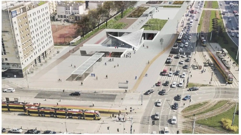 Wizualizacja nowego zagospodarowania nad tunelem linii średnicowej w Warszawie.