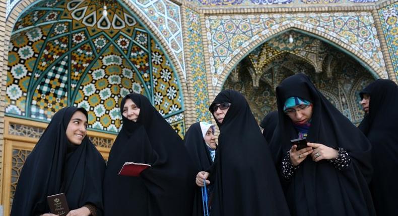 Women voters in the holy city of Qom south of Tehran on May 19, 2017