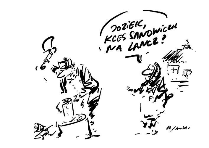 Lunch służbowy / rys. Henryk Sawka