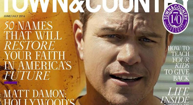 Matt Damon on the cover of Town and Country magazine