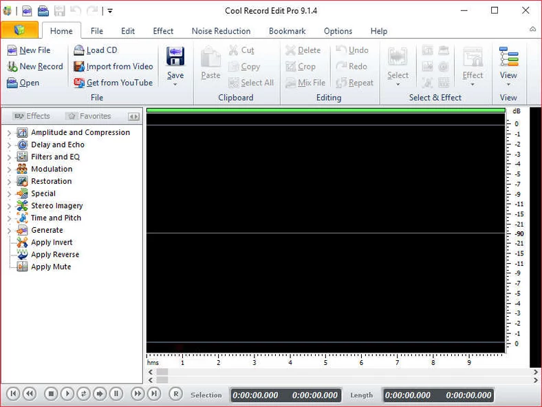 Główne okno programu do rejestracji dźwięków - Cool Record Edit Pro
