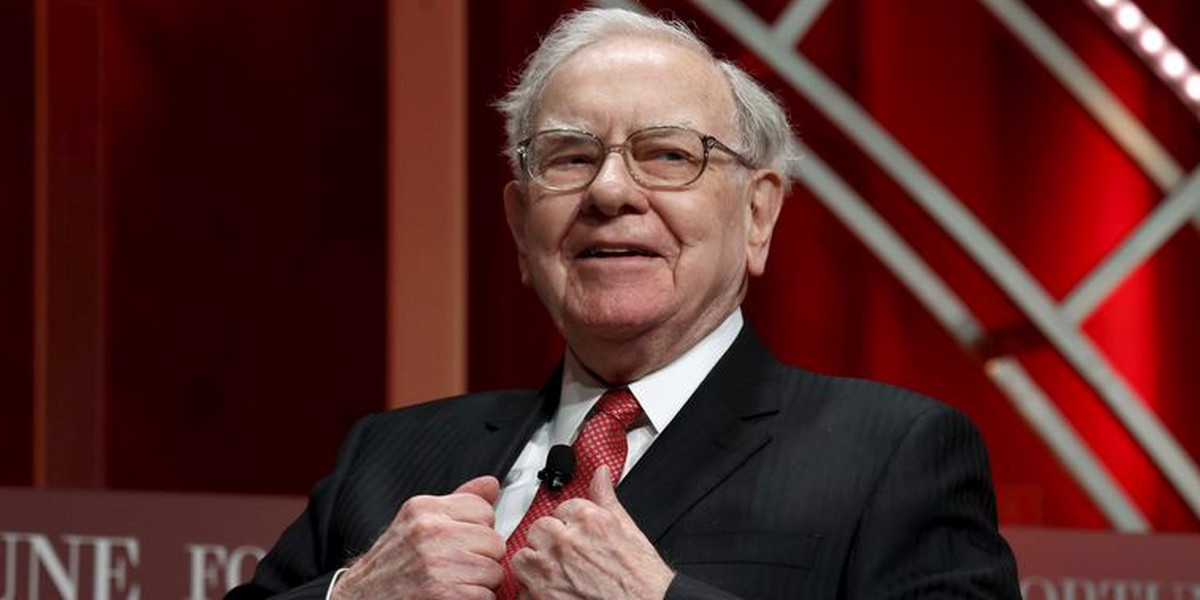Buffett, chairman and CEO of Berkshire Hathaway, takes his seat to speak at the Fortune's Most Powerful Women's Summit in Washington