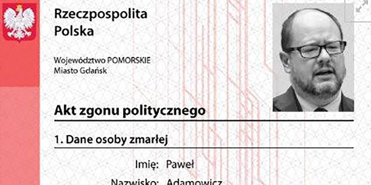 Polityczny akt zgonu Pawła Adamowicza