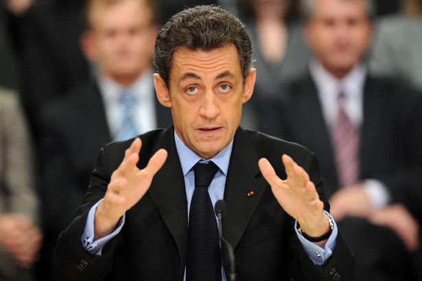 Nicolas Sarkozy podczas spotkania we Francji w Geispolsheim