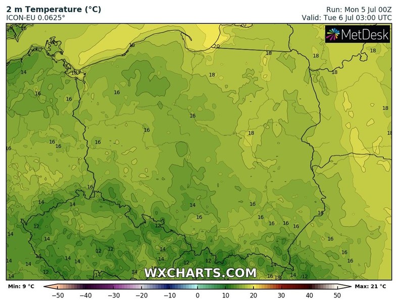 Noc będzie umiarkowanie ciepła