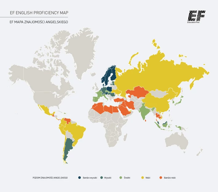 mapa znajomości angielskiego