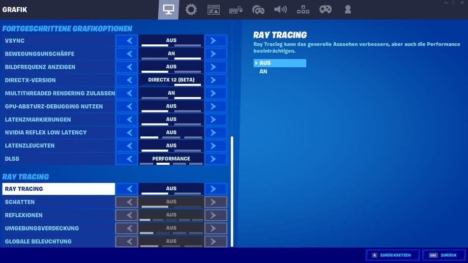 Fortnite: Raytracing auf günstigen RTX-Grafikkarten