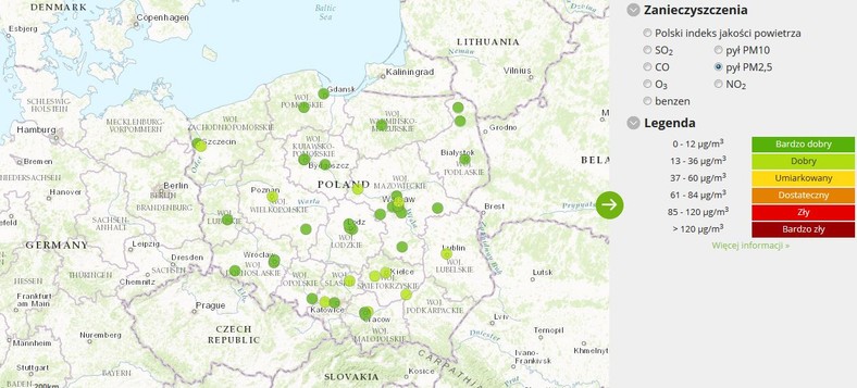 Stężenie pyłu PM2,5 - od godz. 3.00 do 4.00