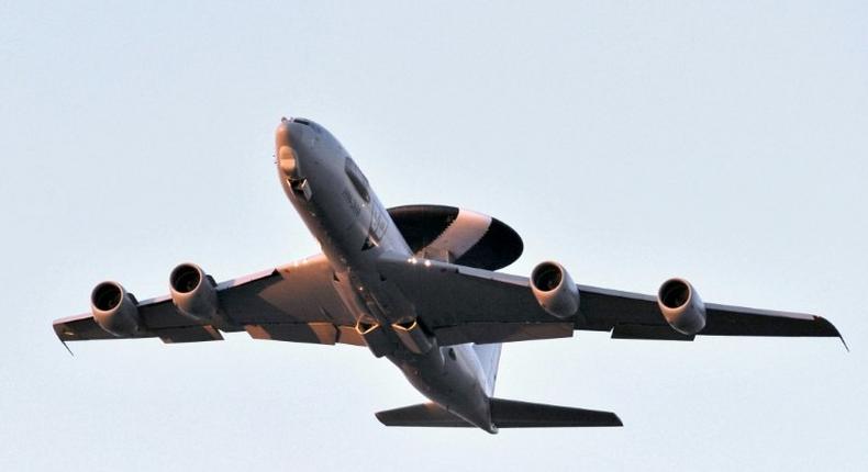 AWACS planes have powerful radars that allow them to monitor airspace for hundreds of kilometres (miles)