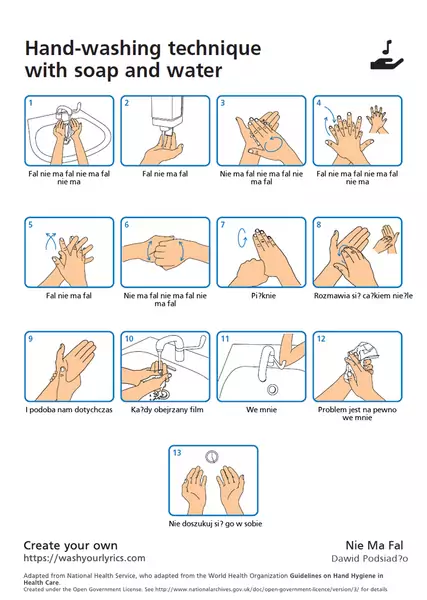 Instrukcja mycia rąk przez 20 sekund do &quot;Nie ma fal&quot; Dawida Podsiadło