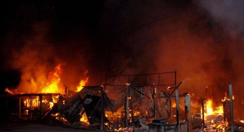 Fire razes118 shops in Kabong Market, Jos