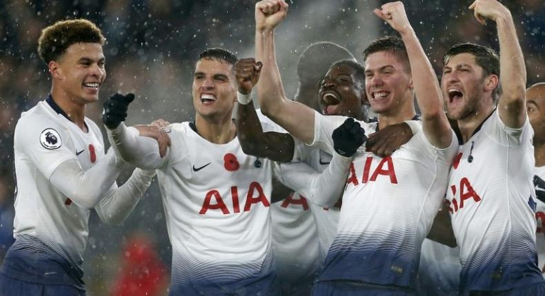 Argentinian defender Juan Foyth (second right) celebrates his winner as Tottenham beat Crystal Palace 1-0