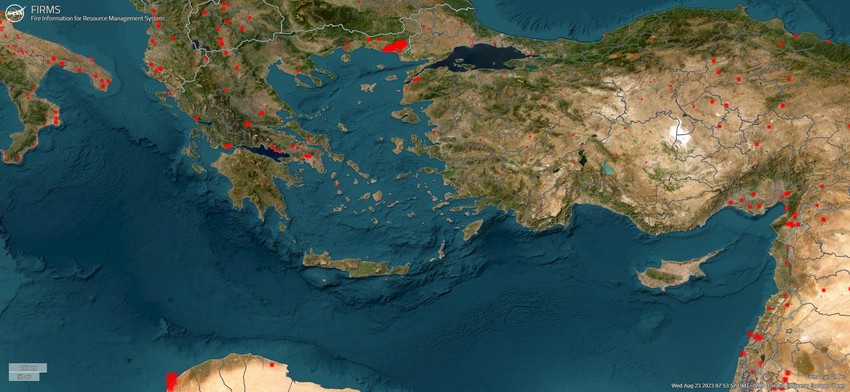 Mapa požara u Grčkoj