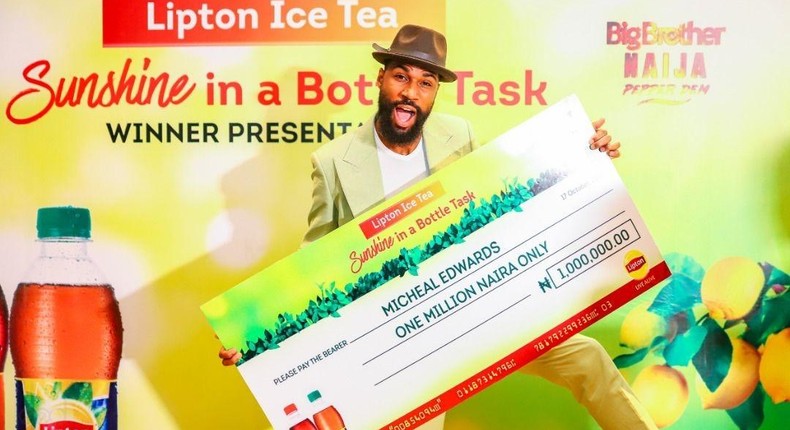 Lipton Ice Tea presents prize to BBNaija season 4 runner-up Mike