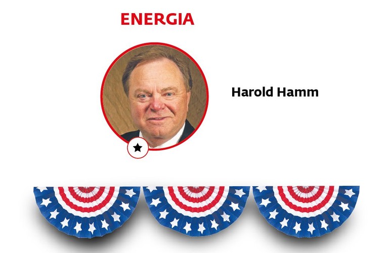 <b>Energia</b><br><br>

Na giełdzie nazwisk przyszłego szefa Departamentu Energii wysoko plasuje się <b>Harold Hamm</b>, właściciel koncernu Continental Resources, który był pionierem w wydobyciu ropy z formacji łupkowych na złożu Bakken w Dakocie Północnej.