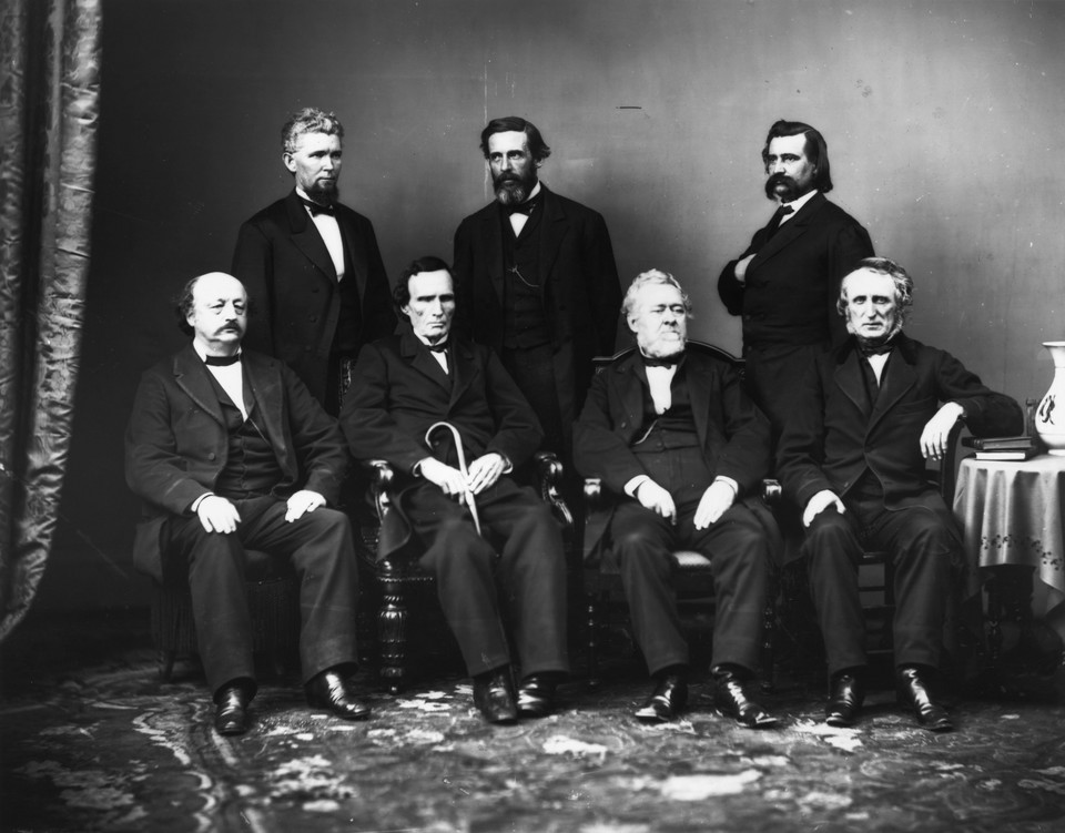 Impeachment Andrew Johnsona, 24 lutego 1868 r. Benjamin Butler, Thaddeus Stevens, Thomas Williams i John A. Bingham, James F. Wilson, George Boutwell i John A. Logan