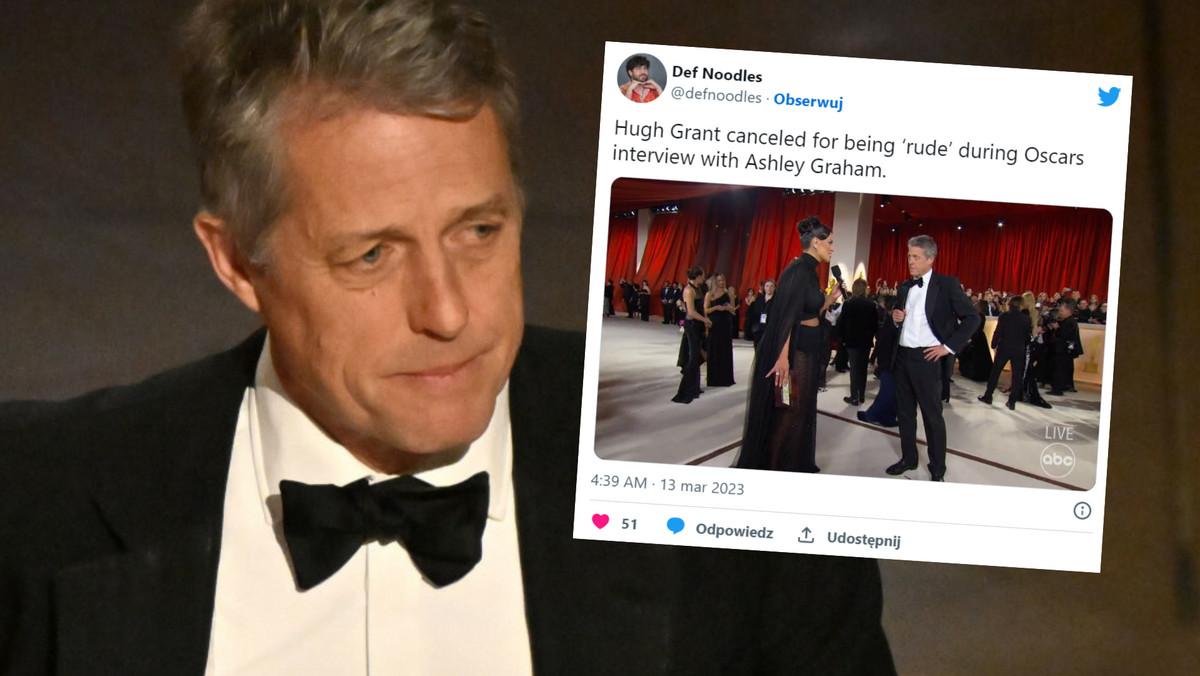 Hugh Grant nie popisał się na Oscarach. Ten wywiad przejdzie do historii