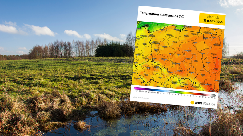 Zapowiada się bardzo ciepła i pogodna niedziela (screen: meteologix.com)