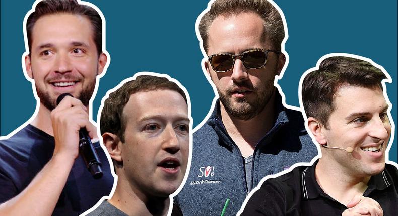 Reddit CEO Alexis Ohanian, Facebook CEO Mark Zuckerberg, Dropbox CEO Drew Houston, and Airbnb CEO Brian Chesky.