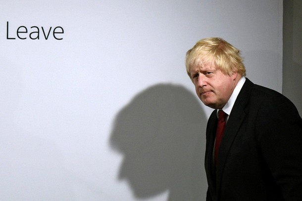 Vote Leave campaign leader Boris Johnson arrives to speak at the group's headquarters in London