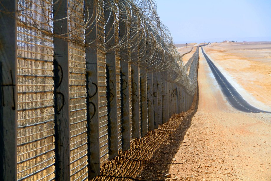 A section of the fence on the Israel-Egypt border, north of Eilat.