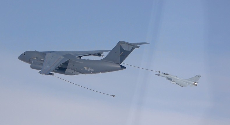 A Chinese People's Liberation Army plane refueling.Xinhua via Getty Images