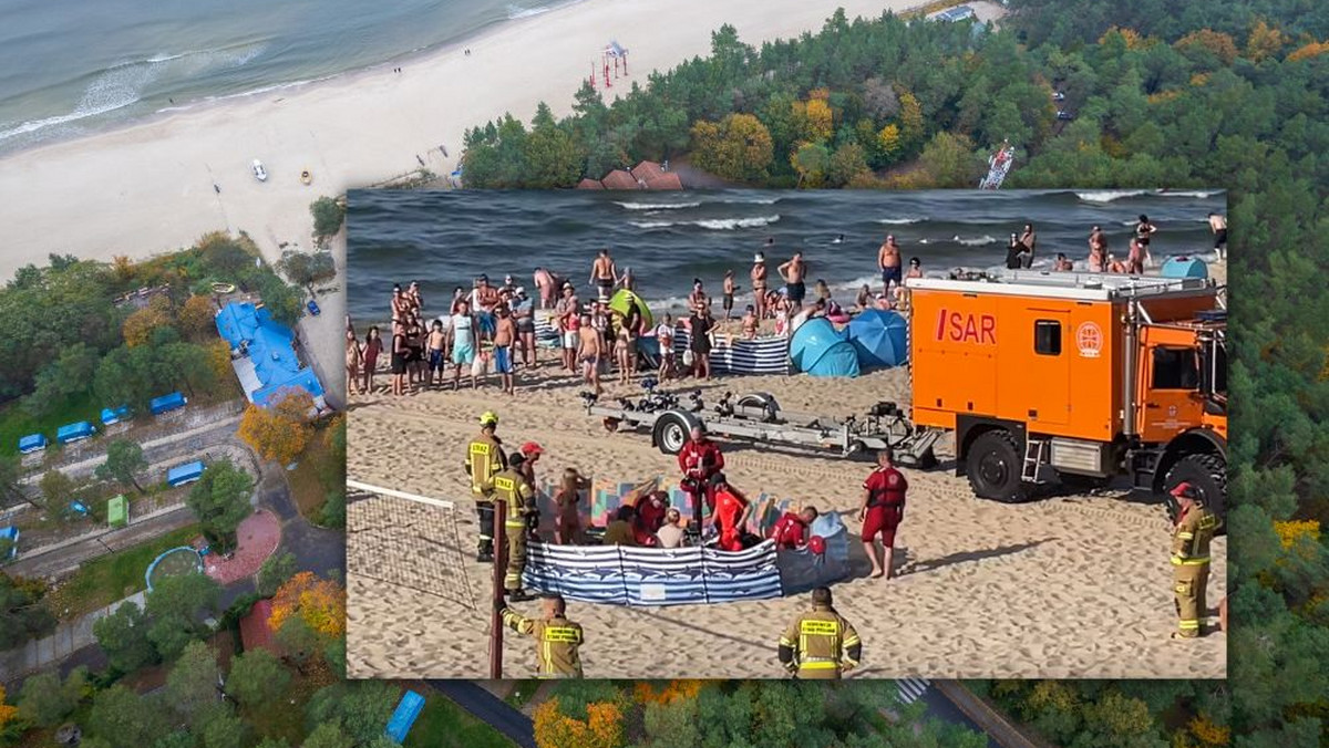 Mężczyzna zmarł na plaży w Stegnie. Przejazd służb utrudniały parawany