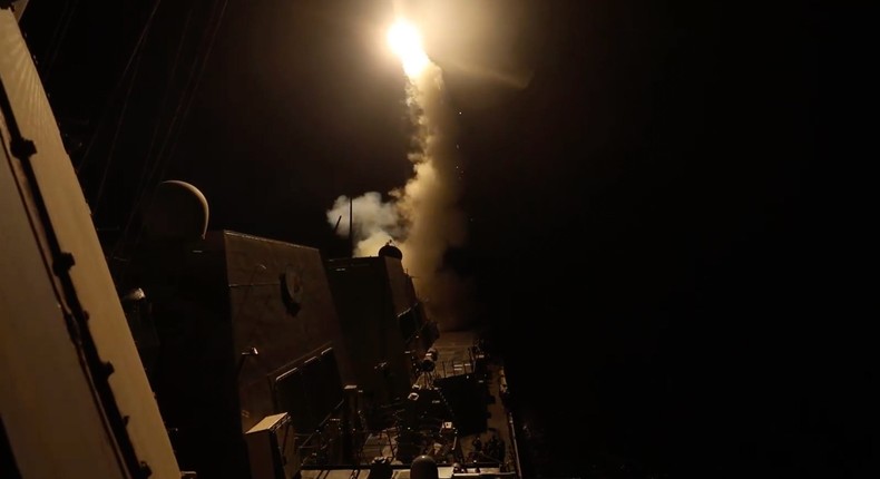 A missile launches from a US Navy destroyer in the Red Sea earlier this month.Screengrab/US Central Command