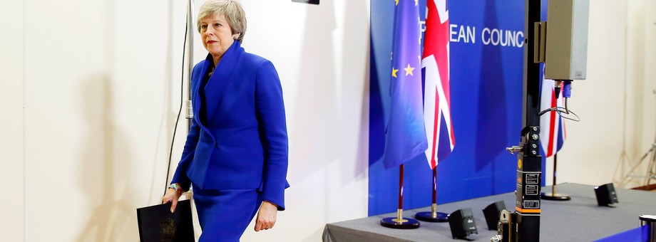 Theresa May, premier Wielkiej Brytanii, po konferencji prasowej wieńczącej szczyt Rady Europejskiej. Bruksela, 11 kwietnia 2019 r.