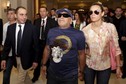 Jordan's Prince Ali Bin Al Hussein walks with Argentina's former soccer player Diego Maradona and his partner Rocio Oliva as they arrive for the opening of the Soccerex Asian Forum at the King Hussein Convention Center at the Dead Sea, Jordan