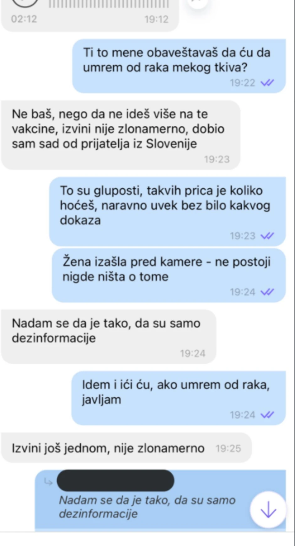 Prepiska antivaksera i vakcinisane devojke
