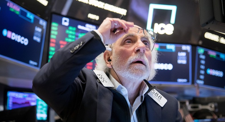 A trader works at the New York Stock Exchange NYSE in New York, the United States, on March 9, 2022.