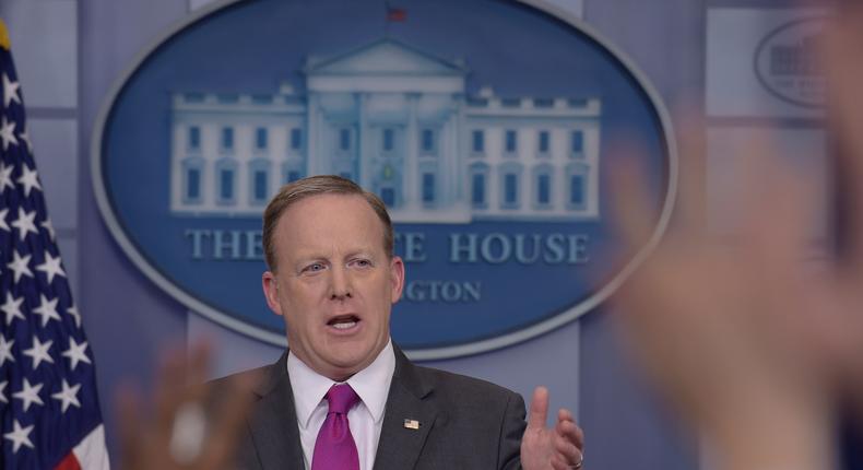 White House press secretary Sean Spicer speaks during the daily briefing at the White House in Washington, Thursday, March 9, 2017.