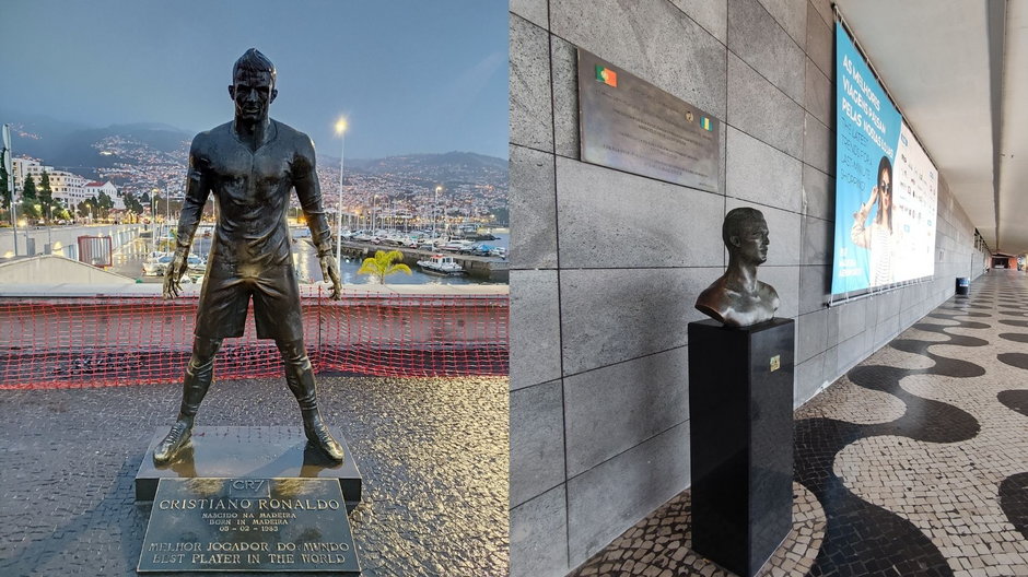 Muzeum Cristiano Ronaldo i popiersie piłkarza przed lotniskiem