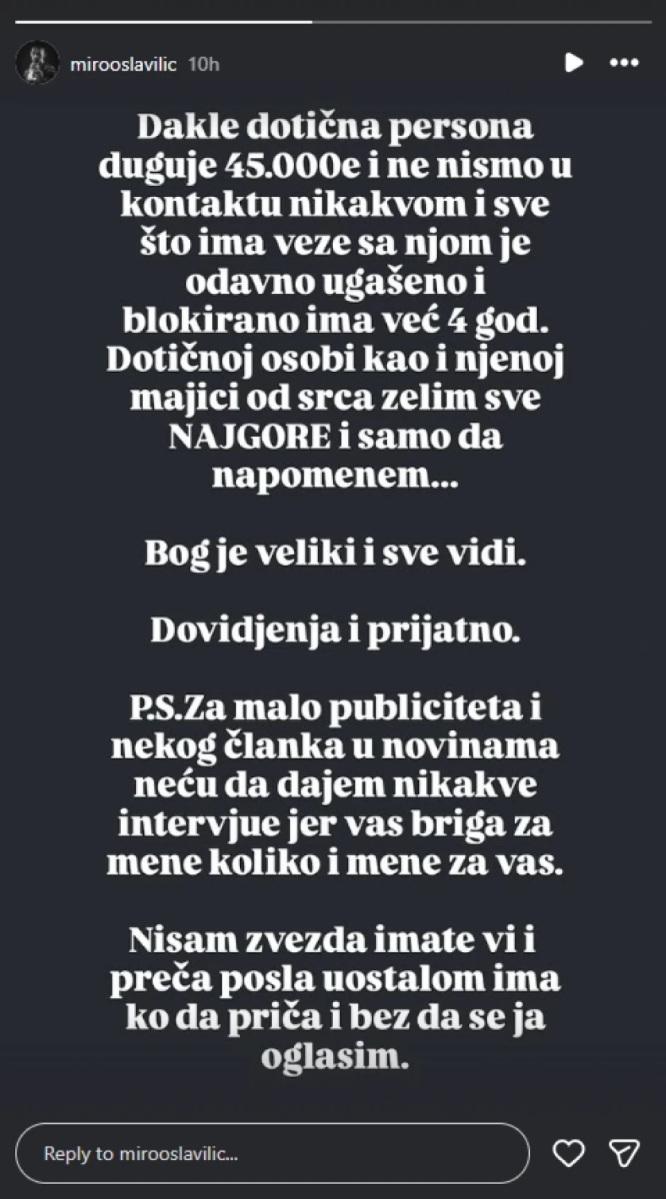 Šok optužbe Miroslava Ilića o Sandri Rešić: "Duguje mi 45.000 evra"