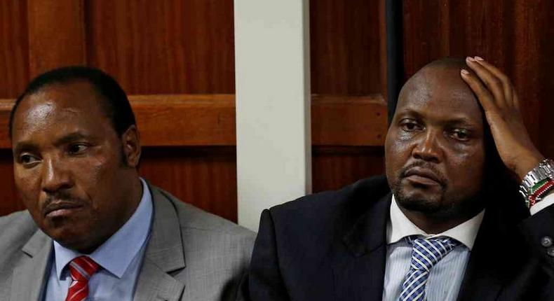  Gatundu South’s Moses Kuria during a past court appearance alongside Kiambu Governor Ferdinand Waititu