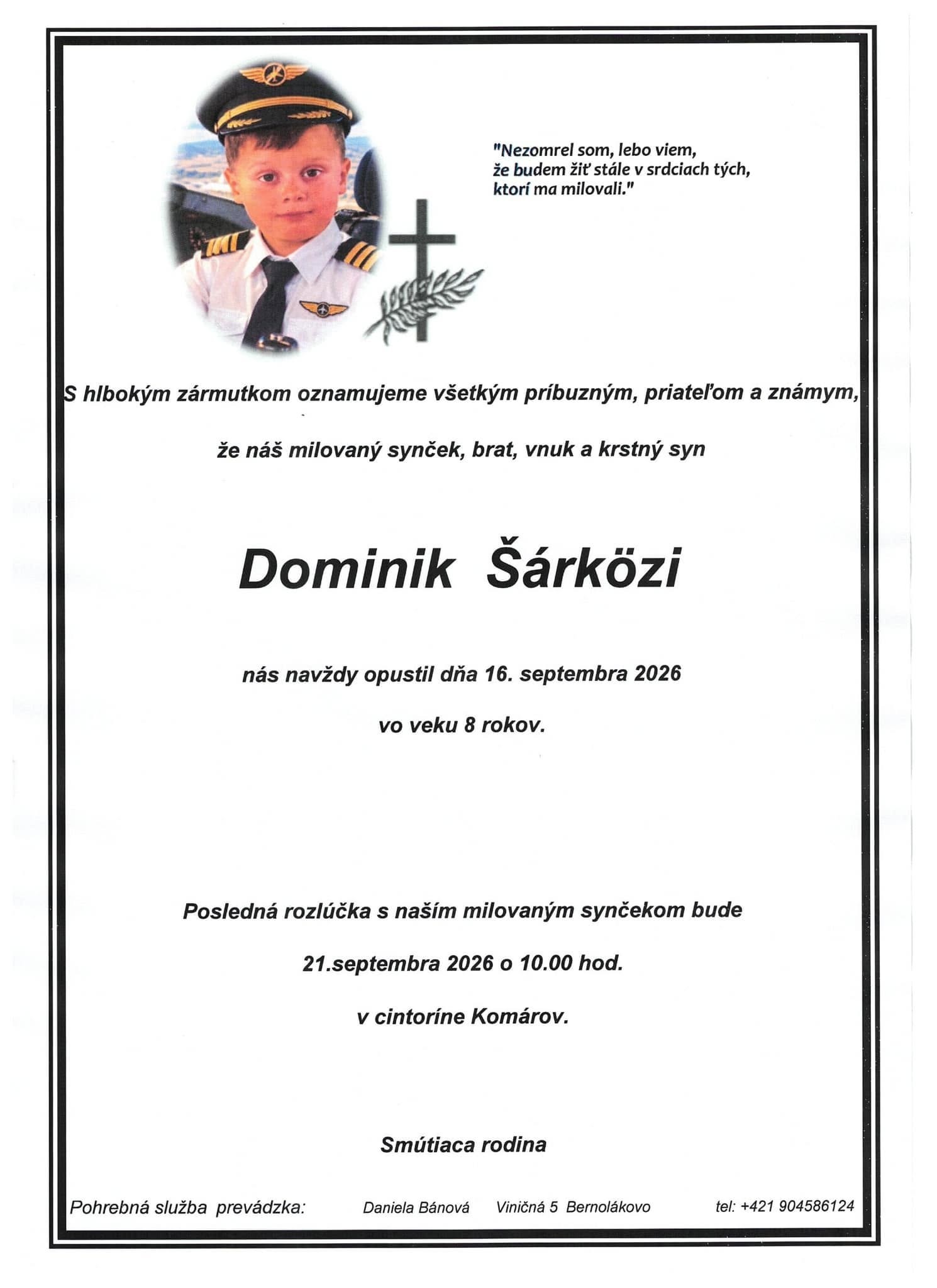 Dojímavé parte Dominika.
