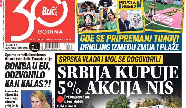 Blic naslovna strana za 12.6.