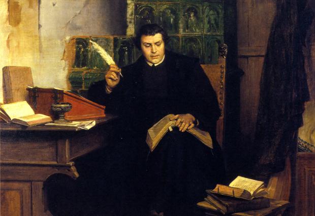 Marcin Luter tłumaczy Biblię, obraz Paula Thumanna, 1872 r.
