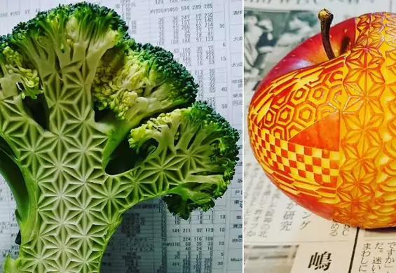 Japoński artysta rzeźbi cuda w owocach i warzywach. Nie wszyscy mogą na nie patrzeć