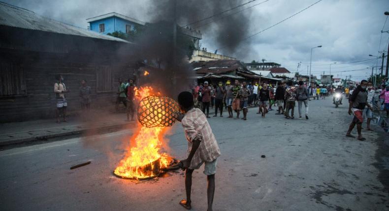 Protesters burned tyres, blocked roads and threw stones at security forces