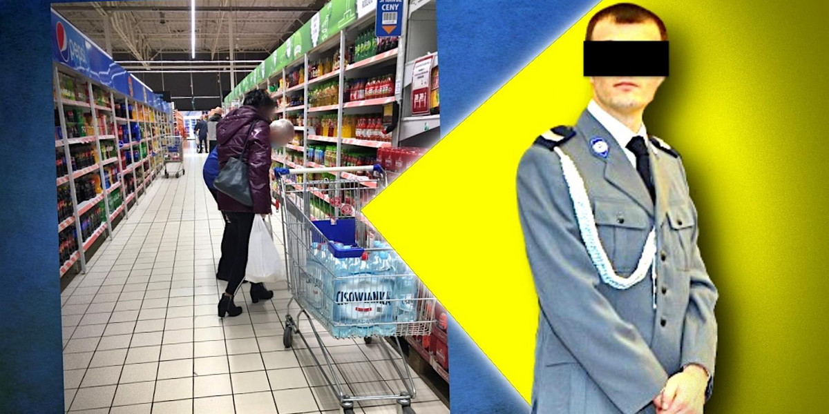 Policjant na stoisku z napojami w markecie próbował podejrzeć, co kobieta ma pod spódnicą.