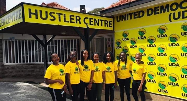 Campaigners at United Democratic Alliance's (UDA) offices