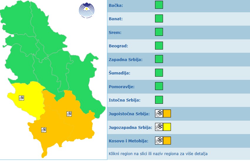 meteoalarm za 12. januar