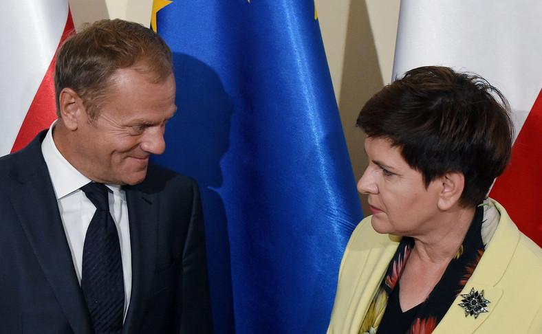 Szef Rady Europejskiej Donald Tusk i premier Beata Szydło