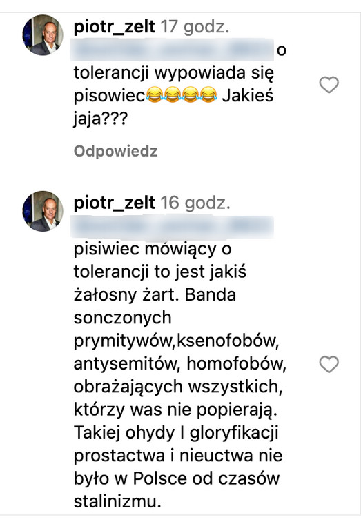 Piotr Zelt wdał się w ostrą dyskusję z internautami