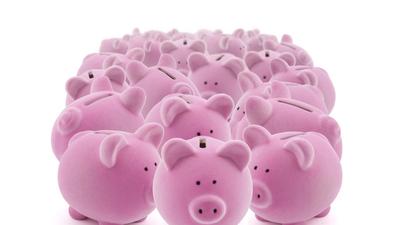 17889048 - large group of pink piggy banks