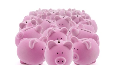 17889048 - large group of pink piggy banks