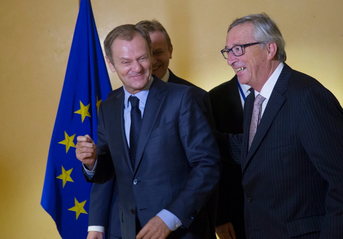 Donald Tusk na spotkaniu z Jose Barroso, Hermanem Van Rompuy'em, Jean Claudem Junckerem