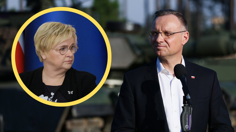 Andrzej Duda i Grażyna Ignaczak-Bandych (w kółku)